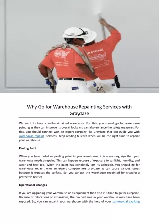 Why Go for Warehouse Repainting Services with Graydaze