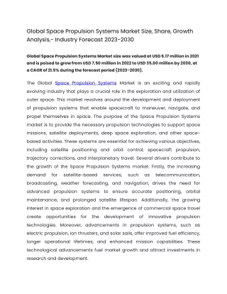 global space propulsion systems market size share