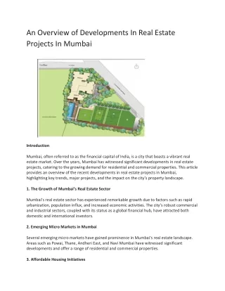 An Overview Of Developments In Real Estate Projects In Mumbai