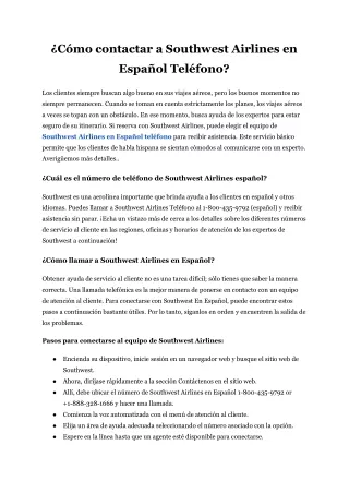 ¿Cómo contactar a Southwest Airlines en Español Teléfono_