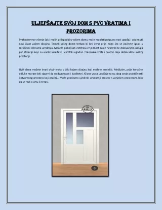 Uljepšajte svoj dom s PVC vratima i prozorima