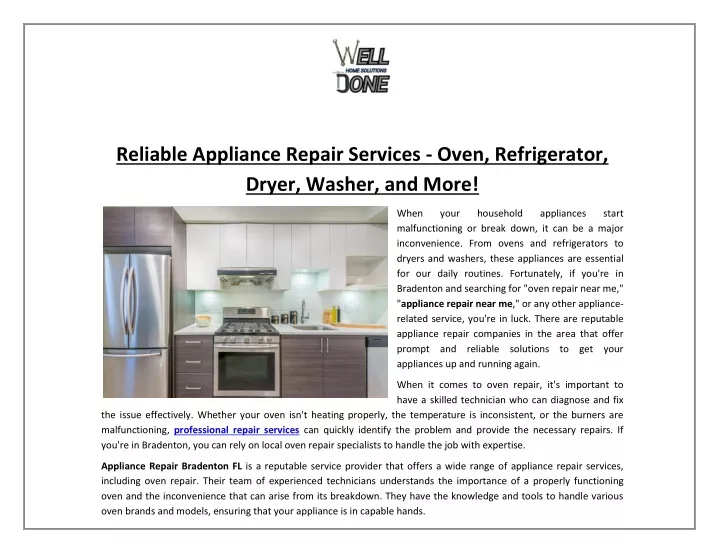 reliable appliance repair services oven