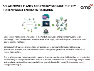SOLAR POWER PLANTS AND ENERGY STORAGE THE KEY TO RENEWABLE ENERGY INTEGRATION