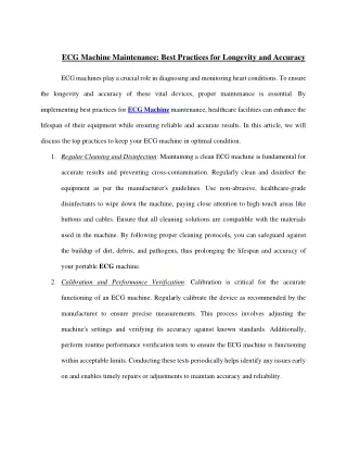 ECG Machine Maintenance_ Best Practices for Longevity and Accuracy