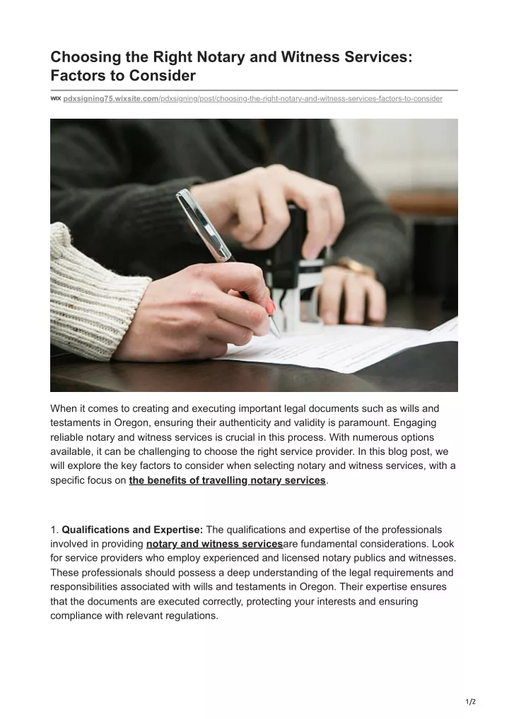 choosing the right notary and witness services