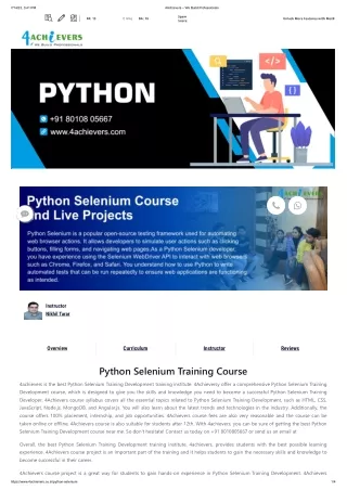 Best Python selenium course Pdf
