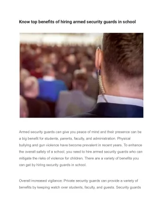 know top benefits of hiring armed security guards
