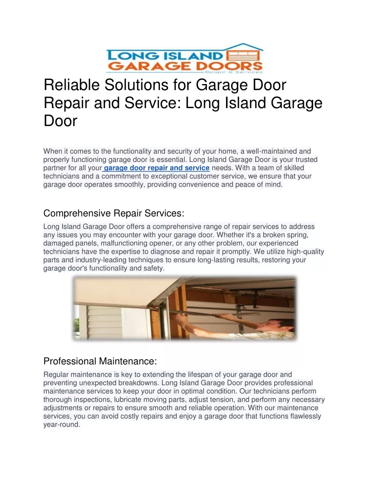 reliable solutions for garage door repair