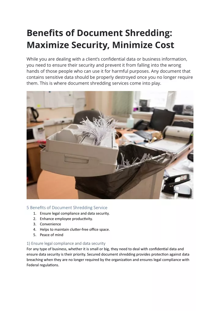 benefits of document shredding maximize security