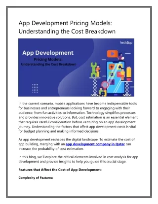 App Development Pricing Models
