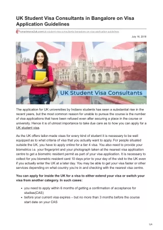 Visa application guidelines for UK Student Visa by Consultants in Bengaluru, India.