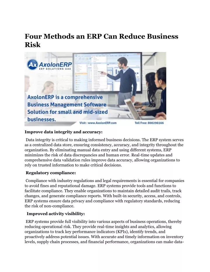 four methods an erp can reduce business risk