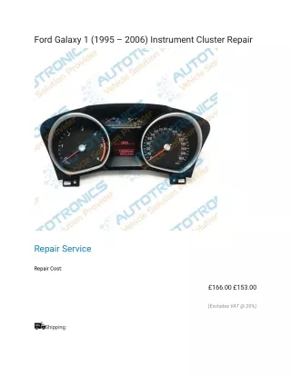 Ford Galaxy 1 (1995 - 2006) Instrument Cluster Repair