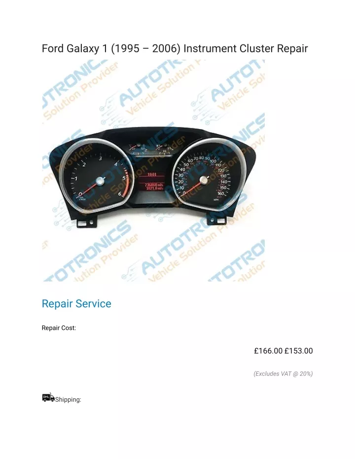 ford galaxy 1 1995 2006 instrument cluster repair