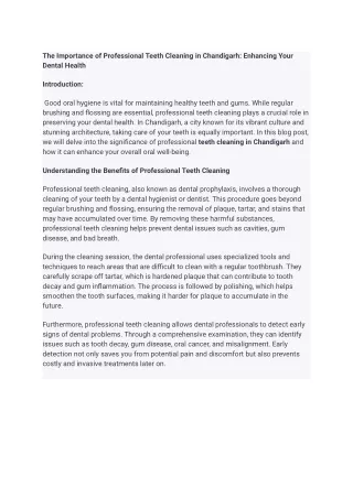 the importance of professional teeth cleaning