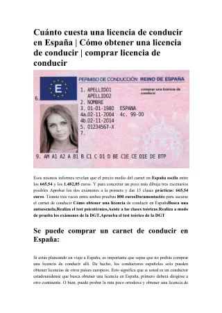 Cuánto cuesta una licencia de conducir en España - Cómo obtener una licencia de conducir - comprar licencia de conducir