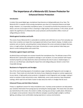 The Importance of a Motorola G51 Screen Protector for Enhanced Device Protection