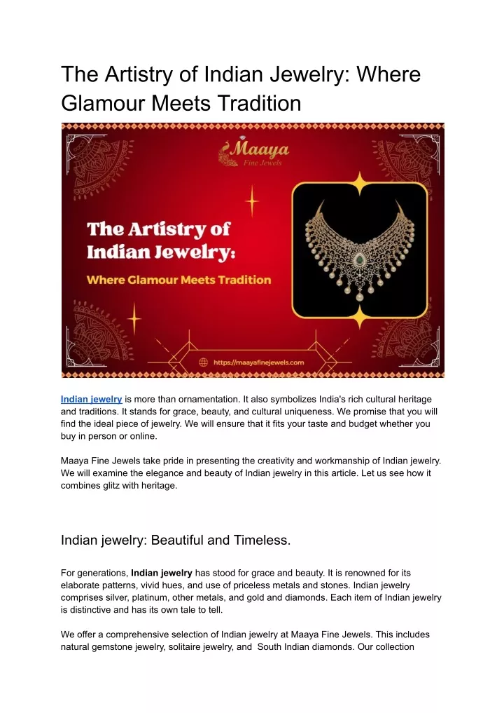 the artistry of indian jewelry where glamour