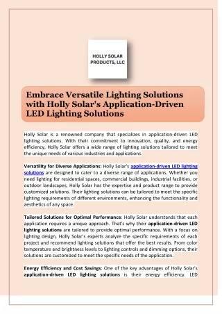 application-driven led lighting solutions
