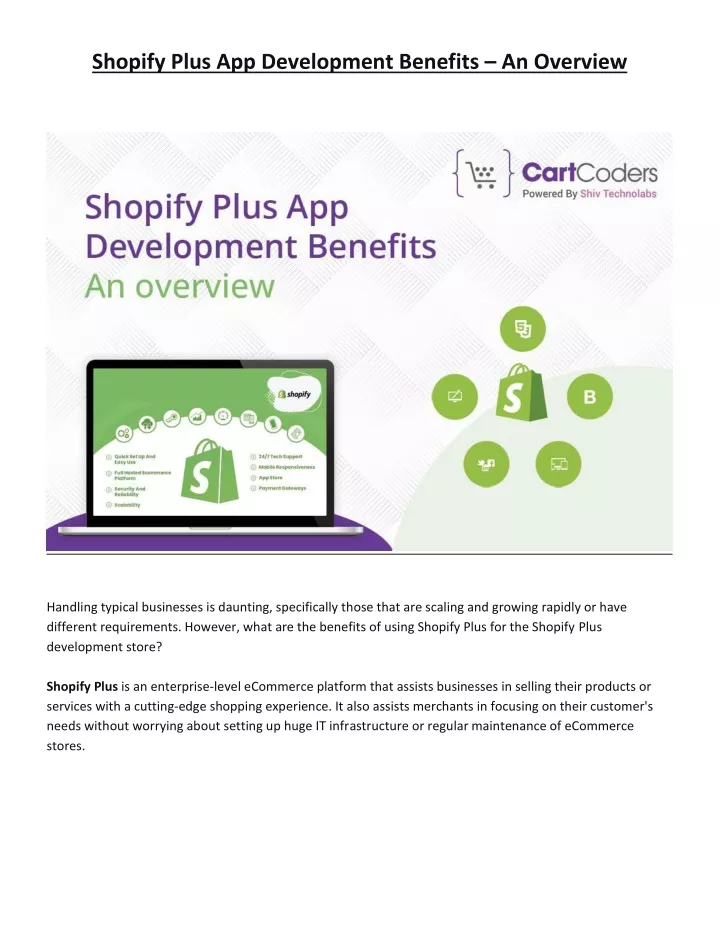 shopify plus app development benefits an overview