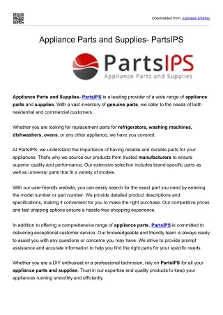 Appliances Parts and Supplies- PartsIPS