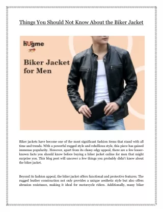 Things You Should Not Know About the Biker Jacket