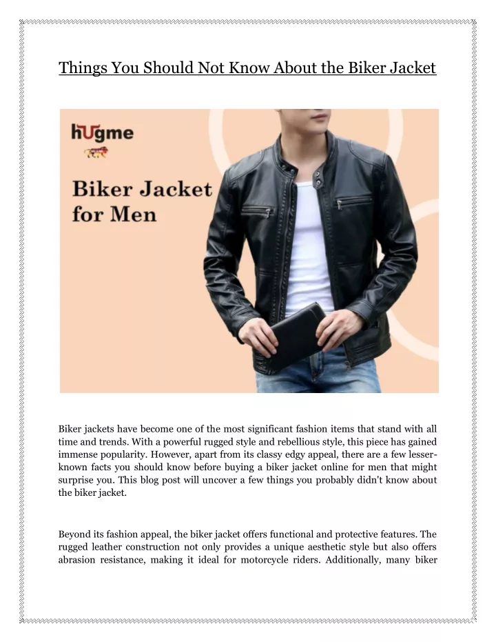 things you should not know about the biker jacket