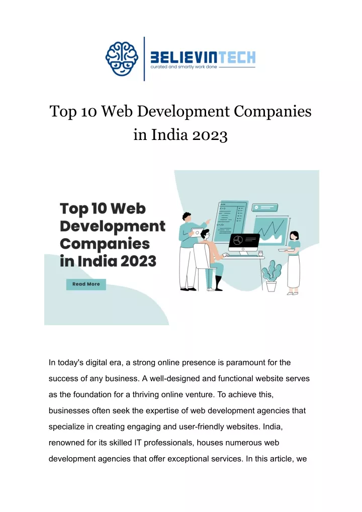 PPT Top 10 Web Development Companies in India 2023 PowerPoint