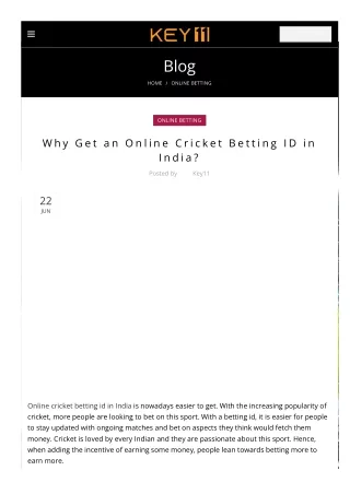Online cricket betting id in India