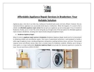 Affordable Appliance Repair Services in Bradenton: Your Reliable Solution