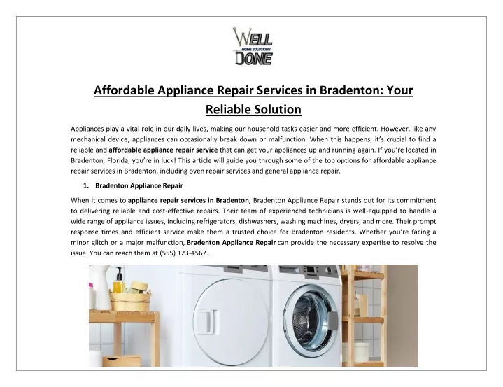 affordable appliance repair services in bradenton