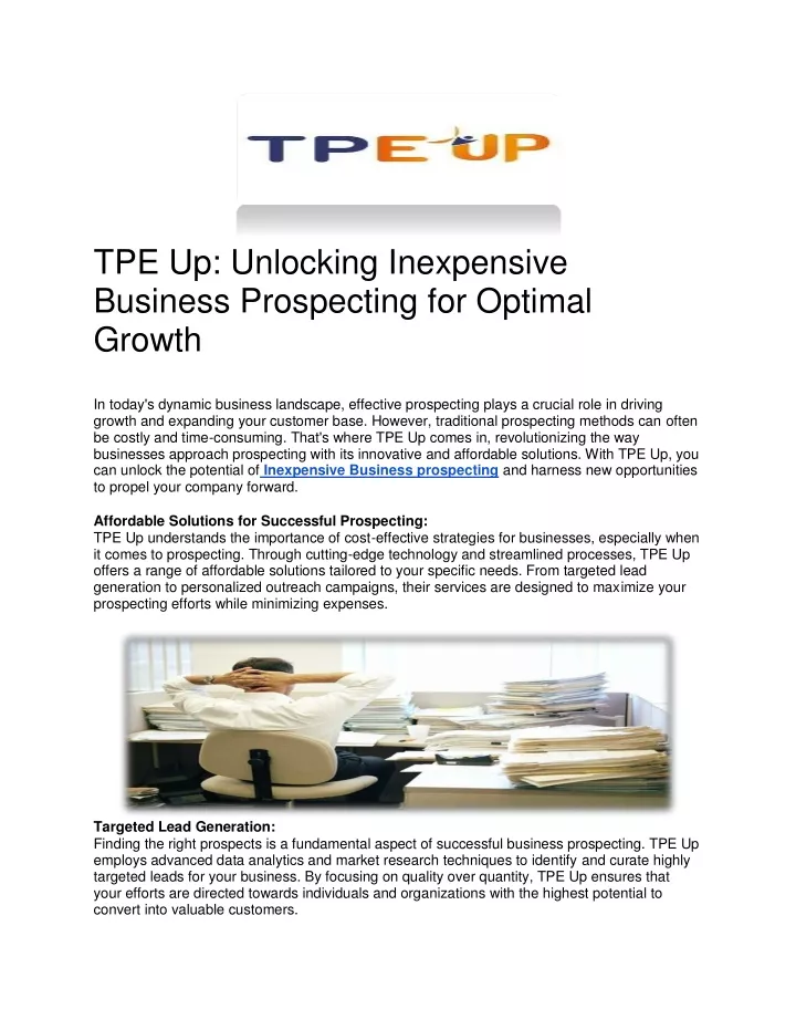 tpe up unlocking inexpensive business prospecting