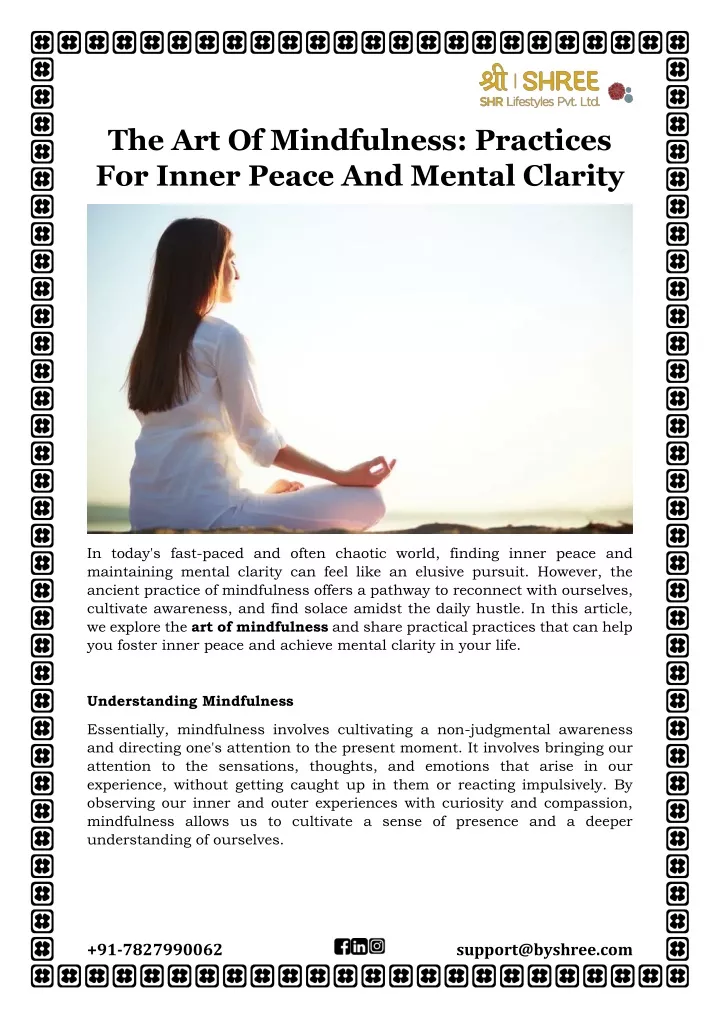 the art of mindfulness practices for inner peace