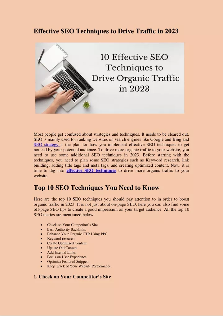 effective seo techniques to drive traffic in 2023