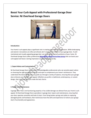 Affordable Garage Door Repair Services in New Jersey: NJ Overhead Garagedoors