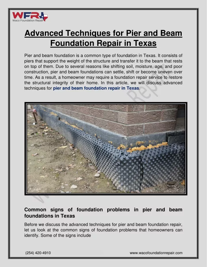 advanced techniques for pier and beam foundation