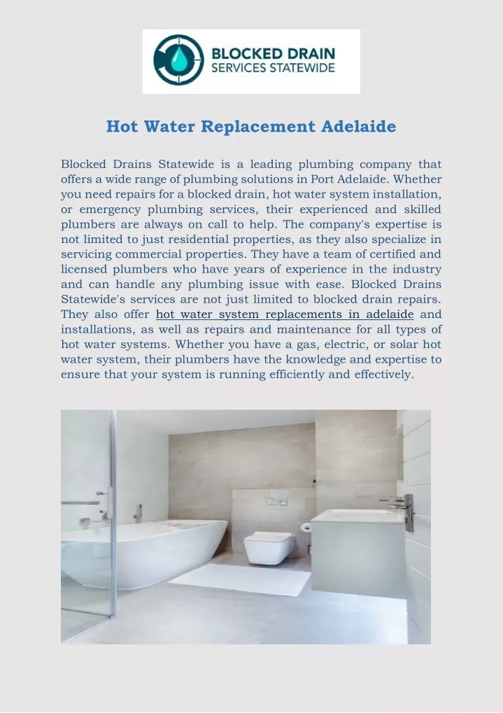 hot water replacement adelaide