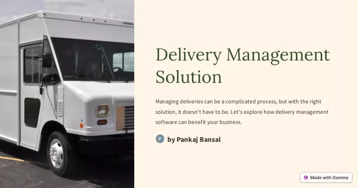 delivery management solution