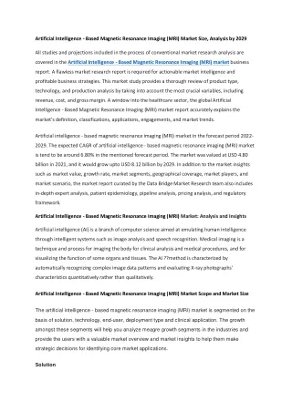 artificial intelligence based magnetic resonance