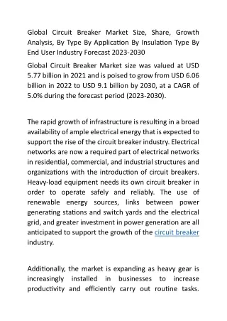 global circuit breaker market size share growth