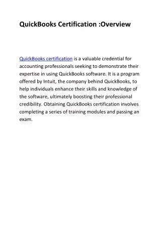 quickbooks certification overview