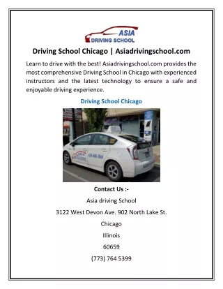 Driving School Chicago | Asiadrivingschool.com