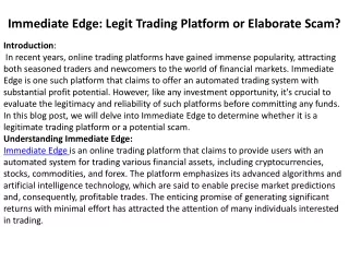 Immediate Edge Legit Trading Platform or Elaborate Scam