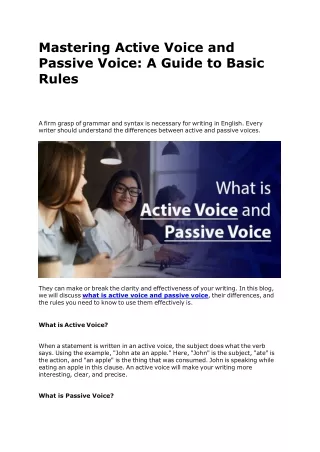 Mastering Active Voice and Passive Voice