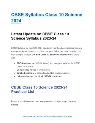 cbse class 10 science syllabus 2023 24