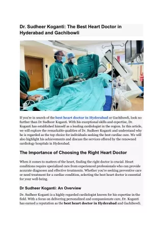 Best Heart Doctor in Hyderabad _ Dr. Sudheer Koganti