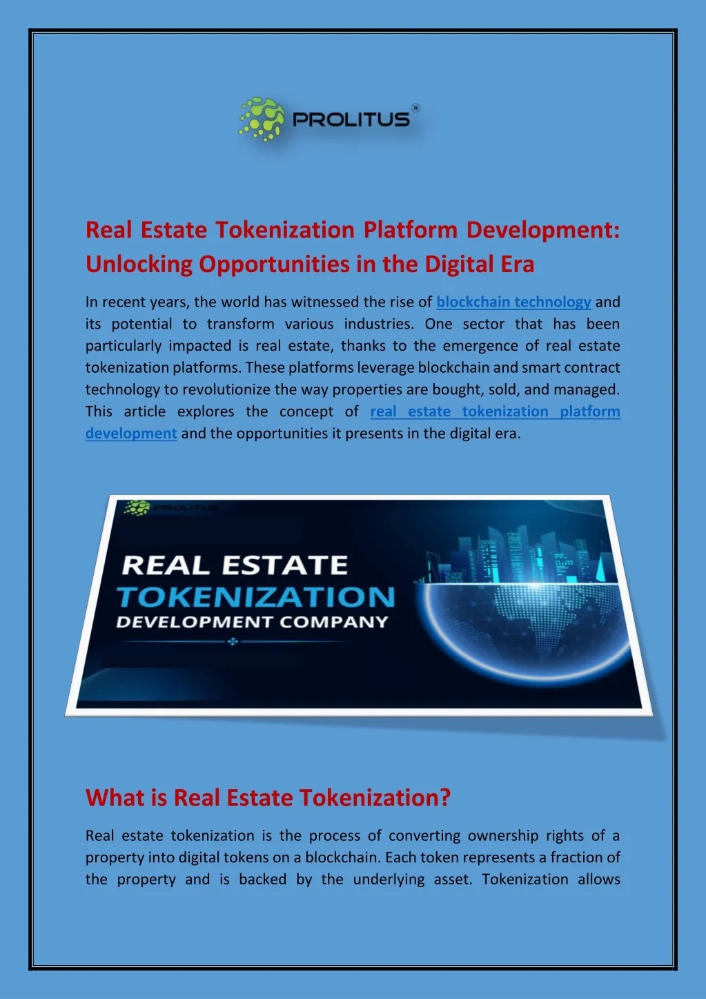 PPT - Real Estate Tokenization Platform Development: Prolitus ...