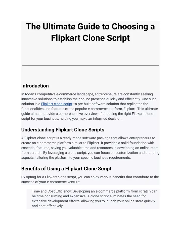 the ultimate guide to choosing a flipkart clone