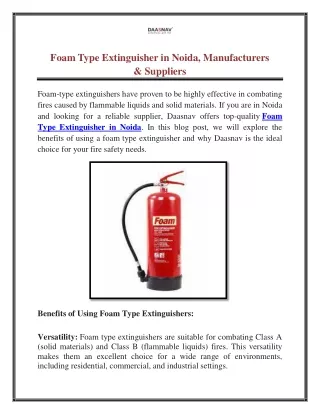 Foam Type Extinguisher in Noida, Manufacturers & Suppliers