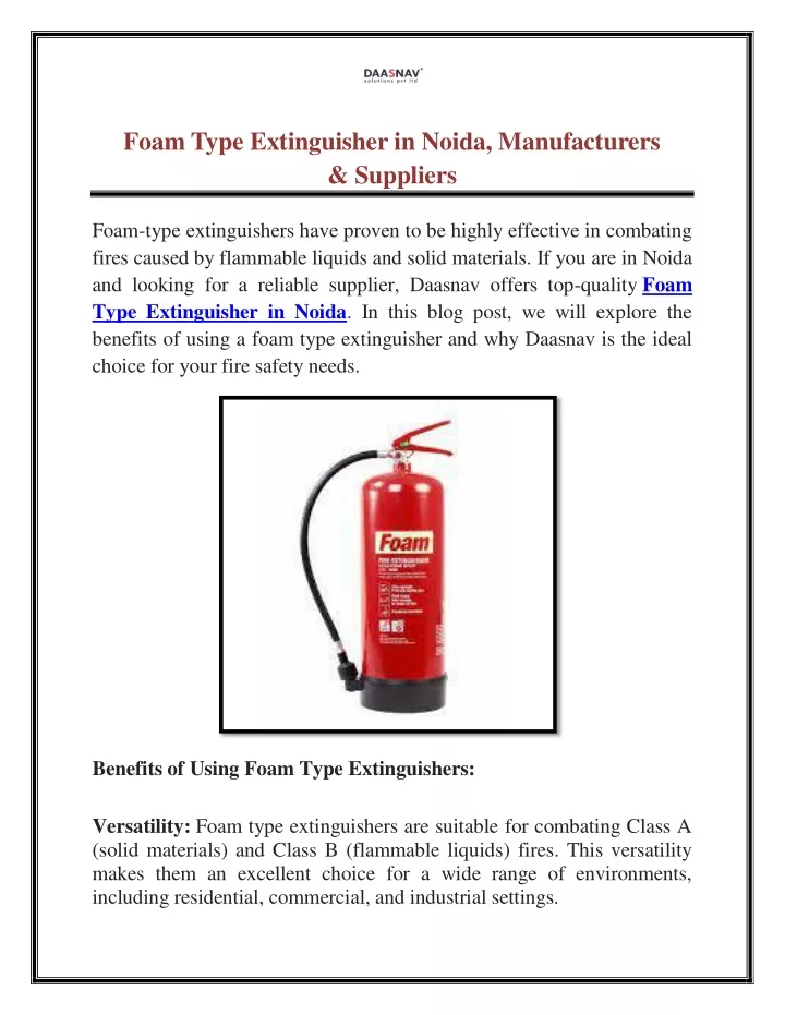 foam type extinguisher in noida manufacturers